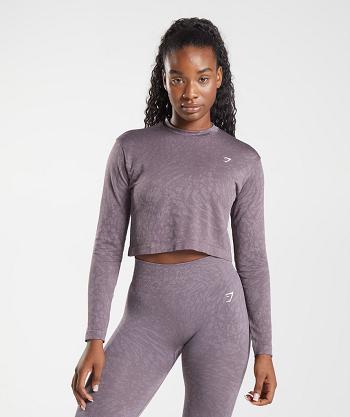 Dámské Long Sleeve Gymshark Adapt Animal Seamless Fialové | CZ 3523MQZ